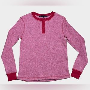 Pact Wm’s Organic Cotton Thermal Waffle Knit Henley Top Sz S